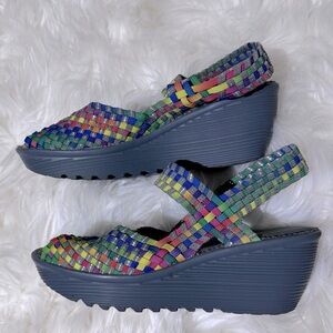 St Johns Bay colourful wedge sandals size 8